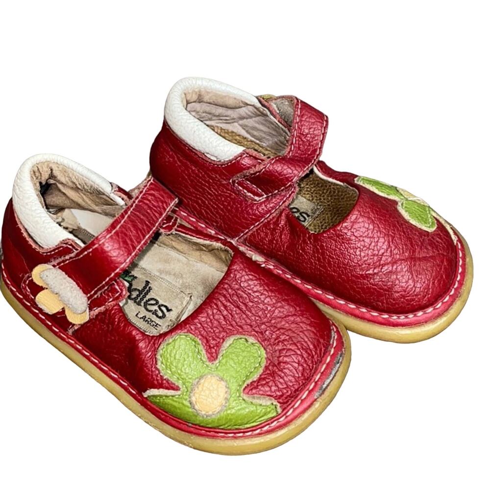 Pedoodles Leather Flower Mary Janes Large